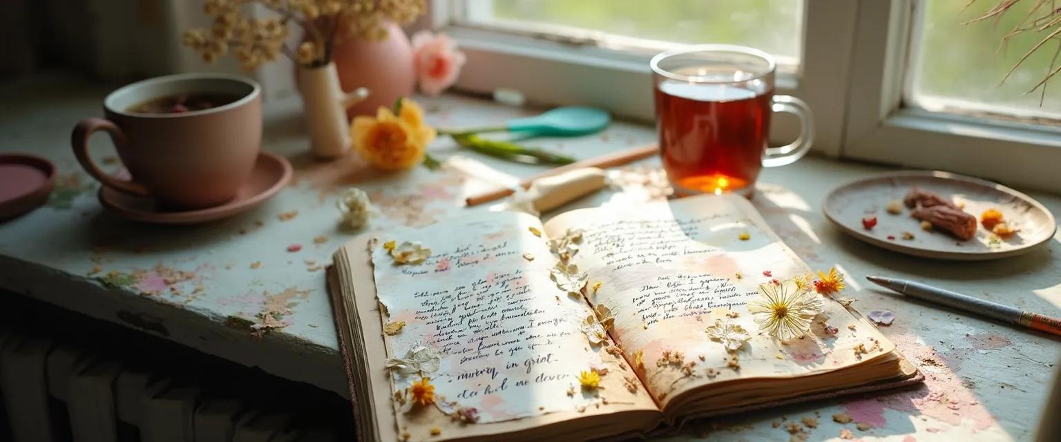 Person using creative grief journal prompts for emotional healing