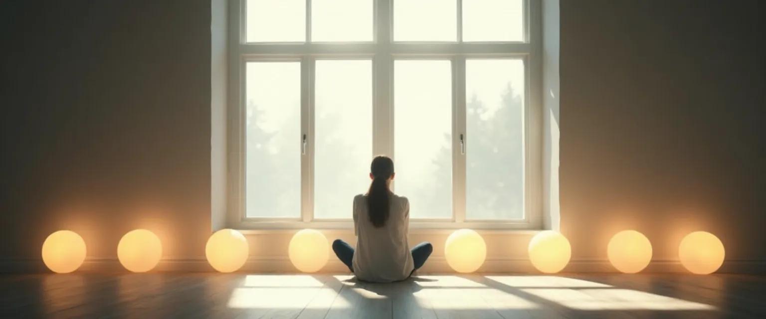 Person experiencing natural self-awareness during everyday moments