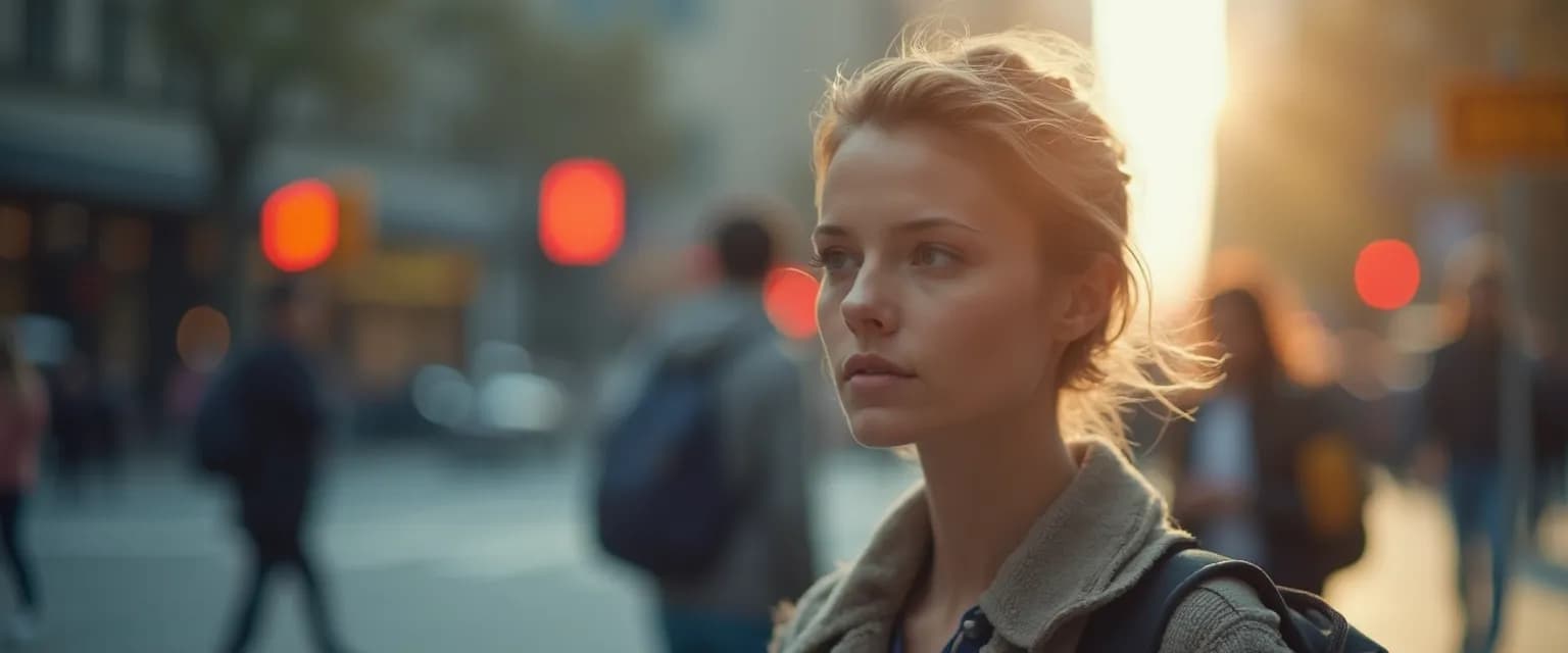 Person practicing daily situational awareness exercises in urban environment