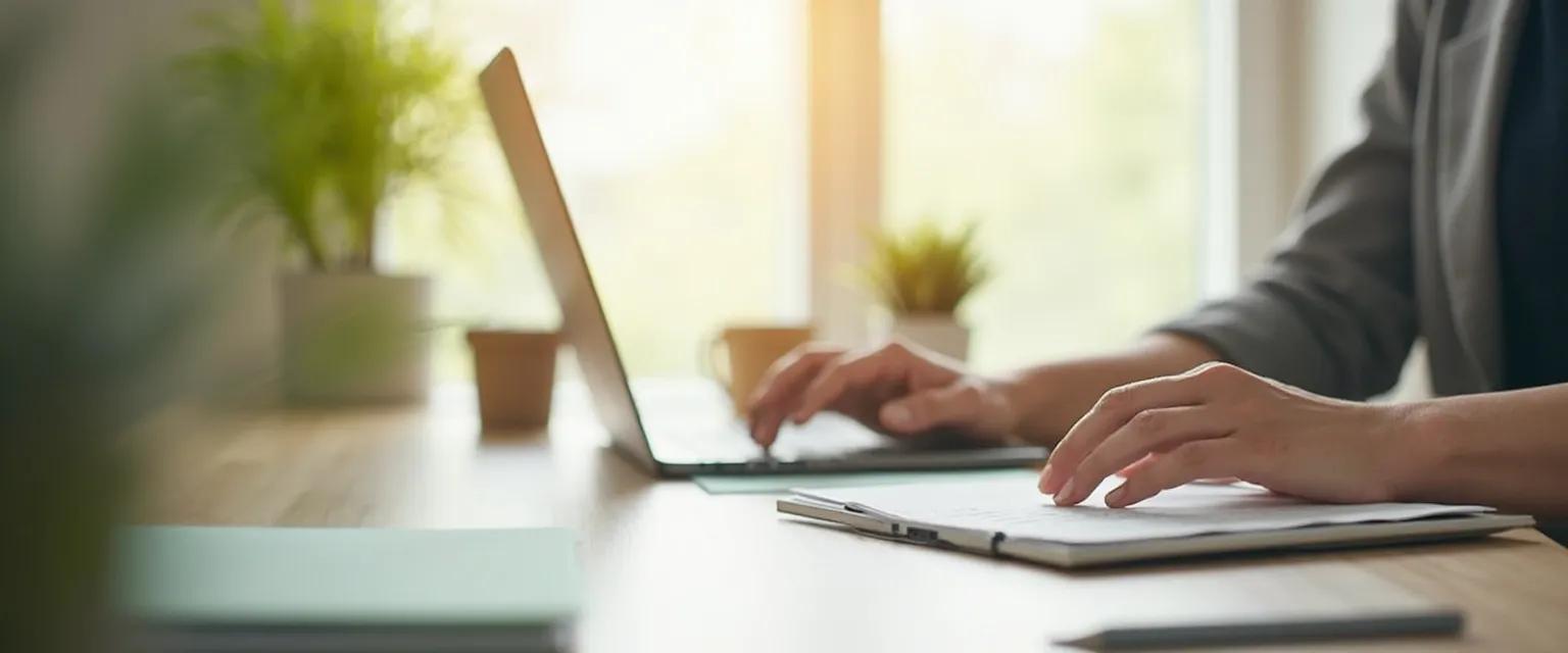 Professional woman using techniques to declutter your mind during a busy workday