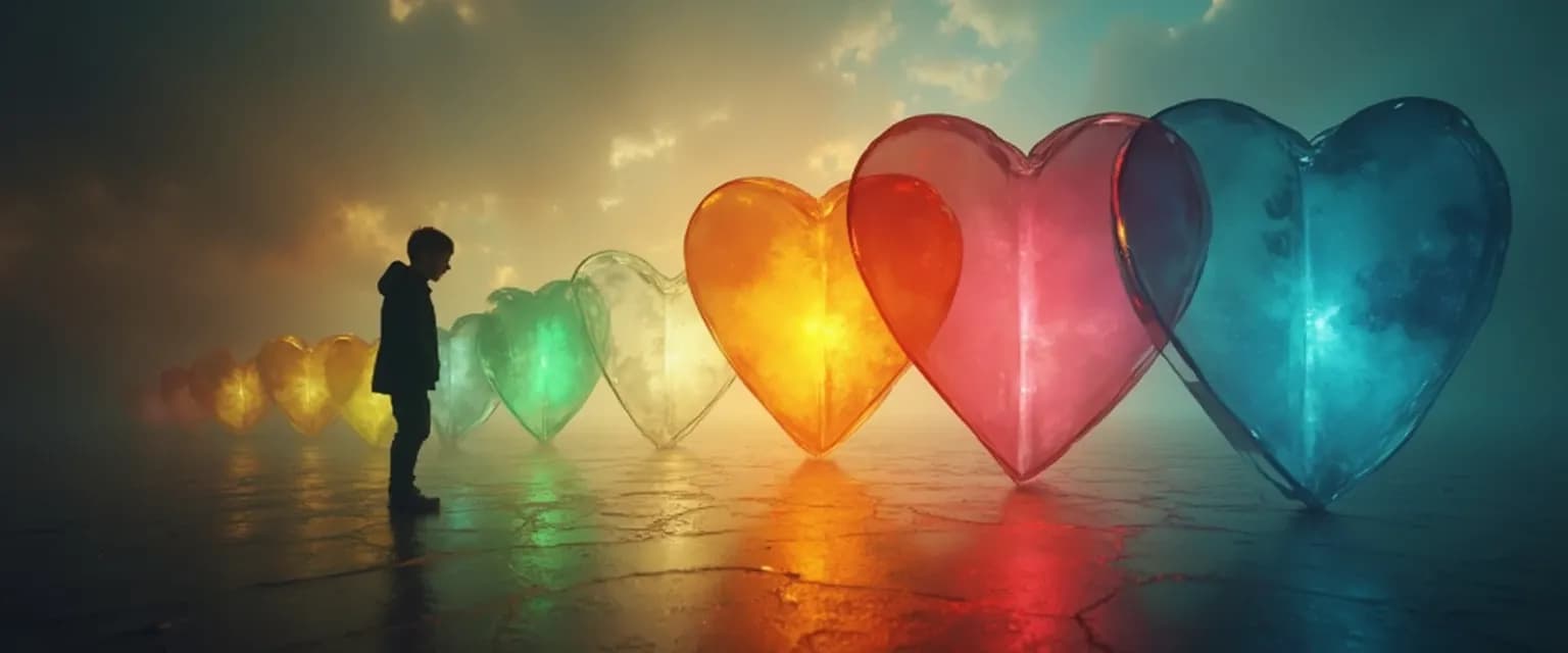 Diagram showing the 7 stages of heartbreak with emotional healing milestones