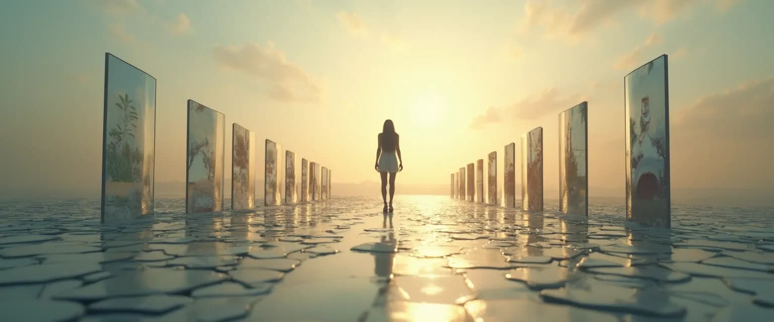 Person discovering awareness of their self through everyday activities instead of mirror reflection