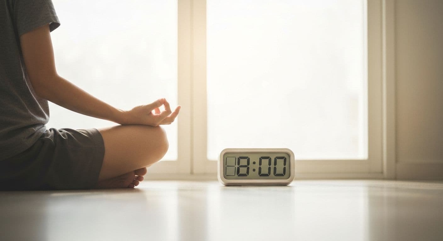 Person practicing 3 minute mindfulness meditation during a work break