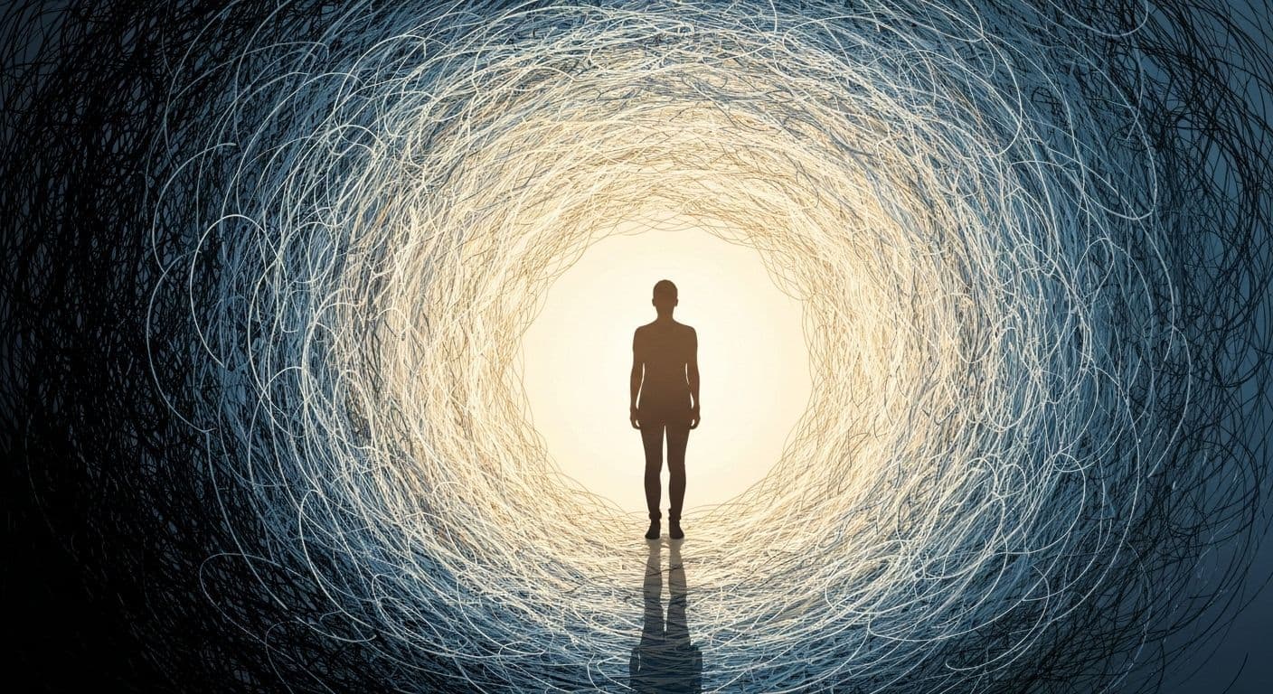 Person practicing Mark Manson's self awareness techniques to overcome chronic overthinking and analysis paralysis