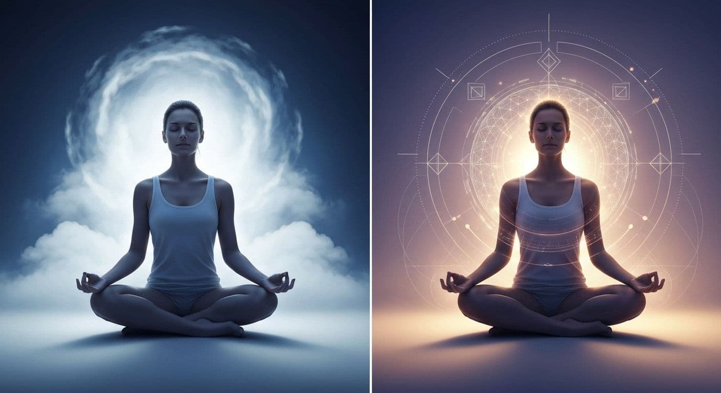 Person practicing self awareness and meditation with focused attention on internal emotional states