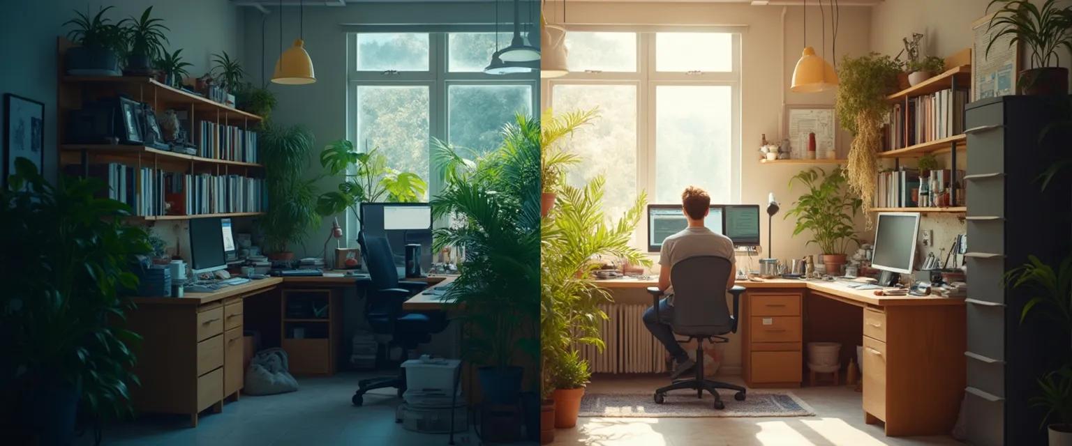 Organized workspace setup with productivity-enhancing elements, creating an ideal focus space to combat procrastination