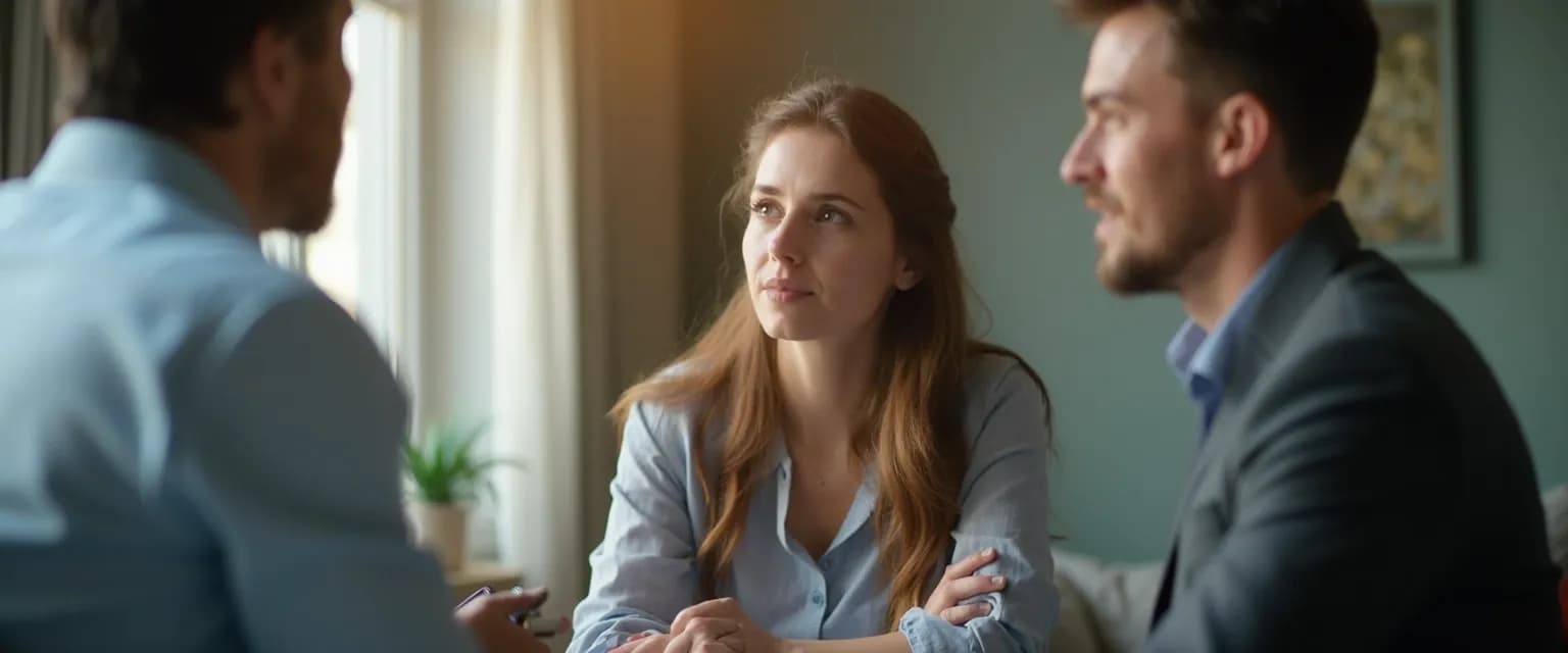 Professional using practical emotional intelligence techniques during a workplace conversation