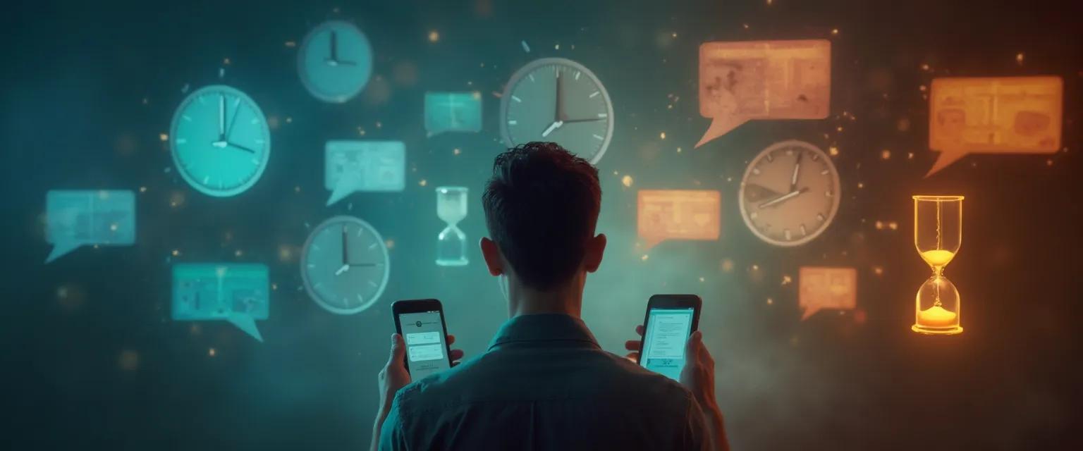 Professional managing procrastination during digital communication at workplace