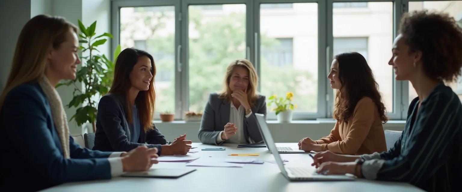 HR professionals implementing emotional intelligence in business training during a team meeting