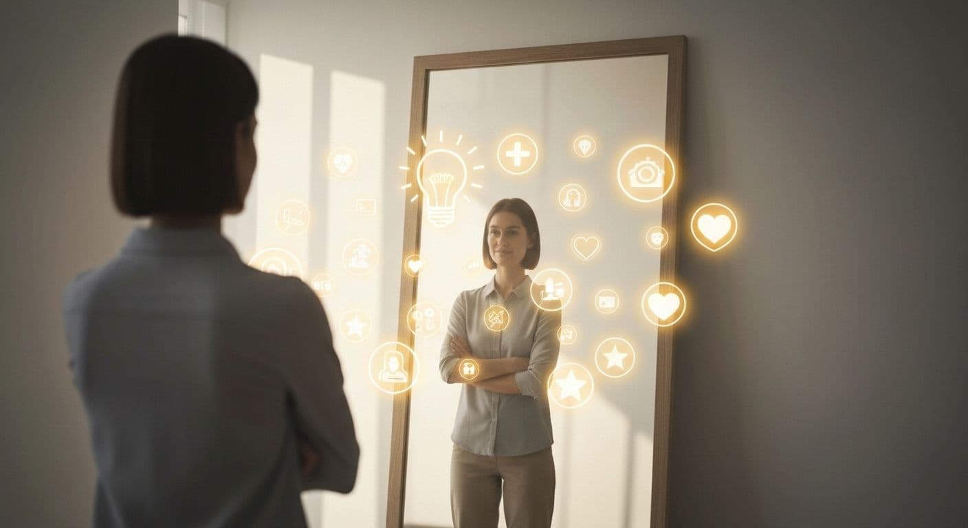 Person reflecting on strengths and positive psychology self awareness exercises in natural setting