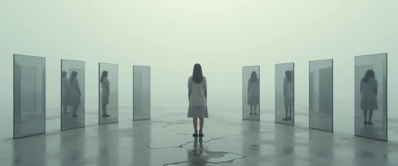 Person breaking free from too self aware anxiety cycle through mindful techniques