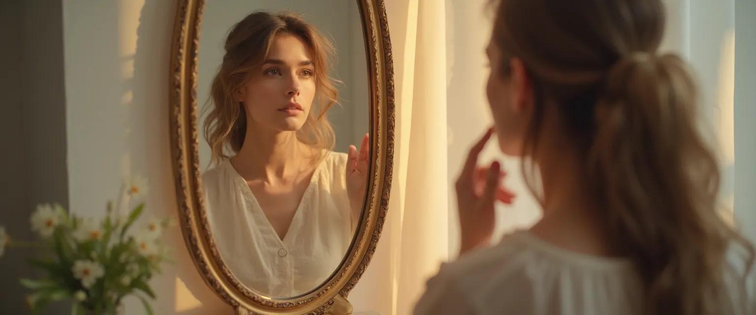 Person practicing self awareness and personal development through reflection techniques