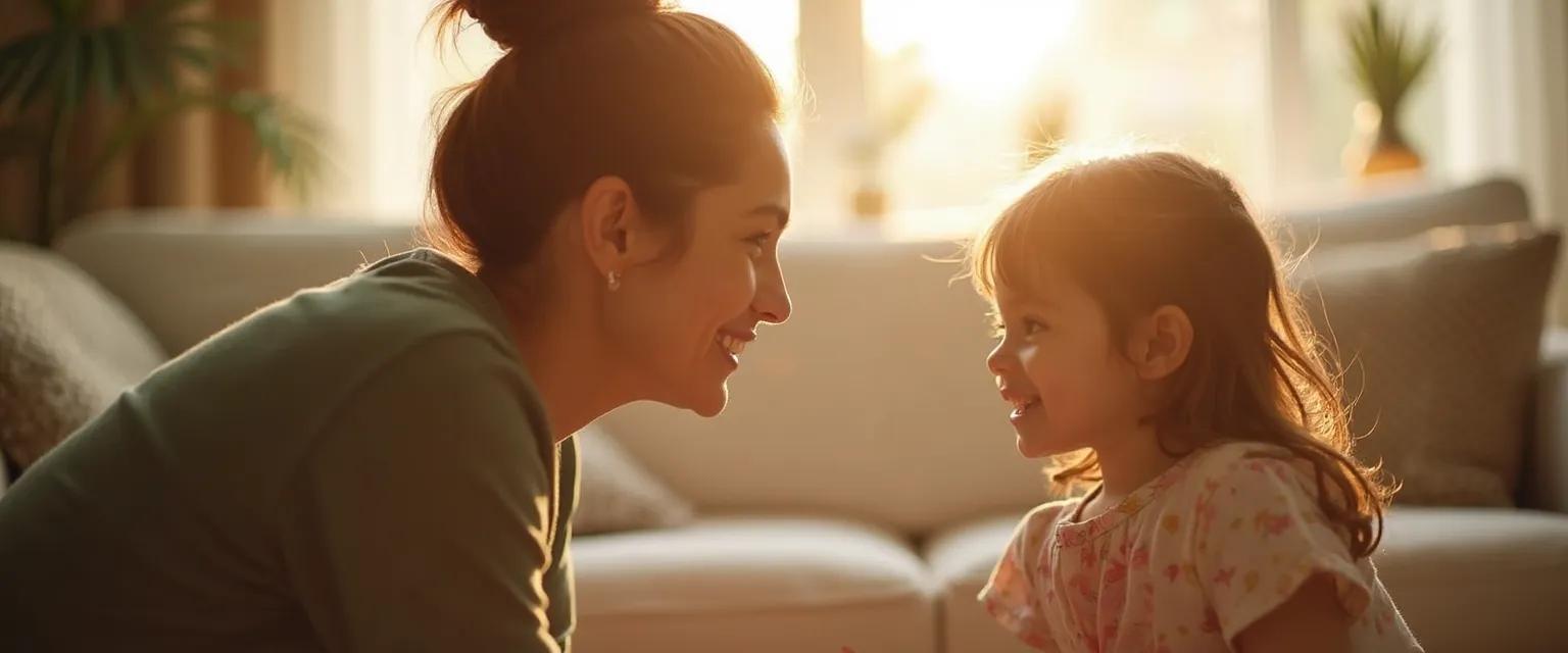 Parent and child engaged in mindful conversation building healthy self awareness and self concept