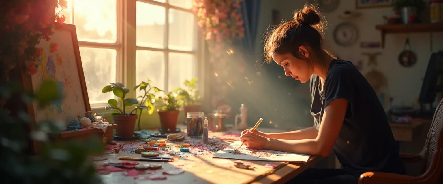 Person channeling heartbreak after breakup through creative art project