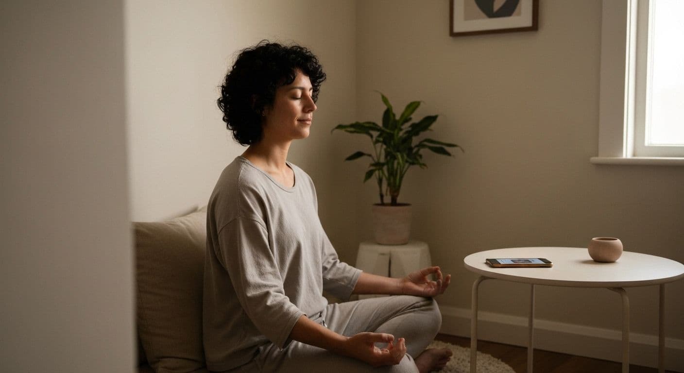 Person peacefully using smartphone with healthy boundaries around celebrity breakups this week news consumption