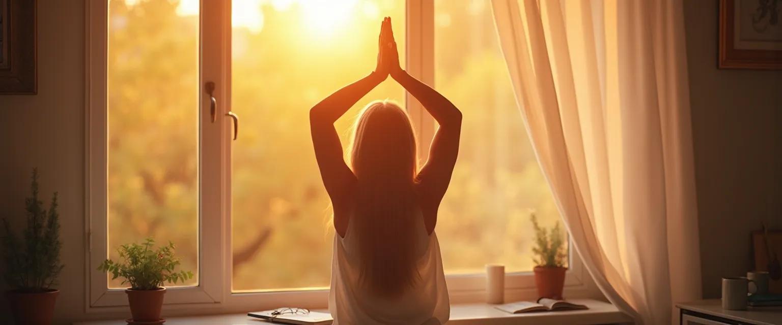Person performing 3-minute morning ritual to build confidence through consistent practices
