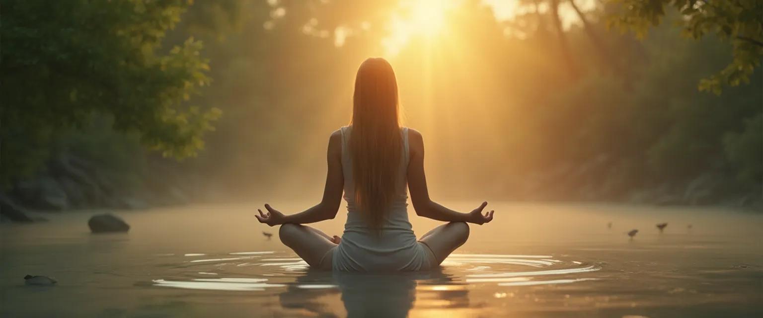 Person practicing healthy introspection and self-awareness techniques with a calm, reflective expression