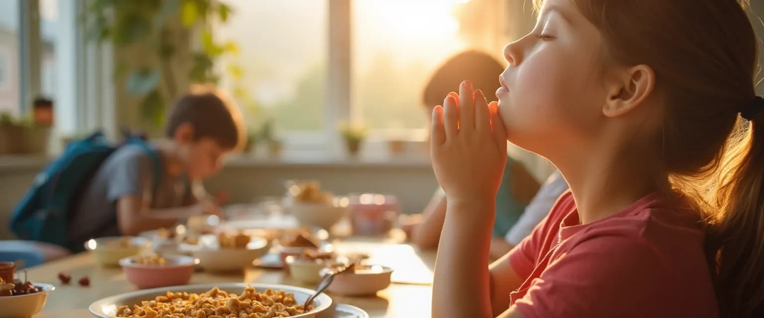 Parent practicing the Pause Breathe Smile technique during a busy morning with children
