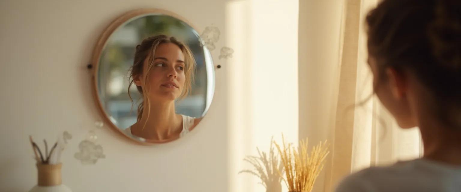 Woman noticing examples of self-awareness in everyday life during morning coffee ritual