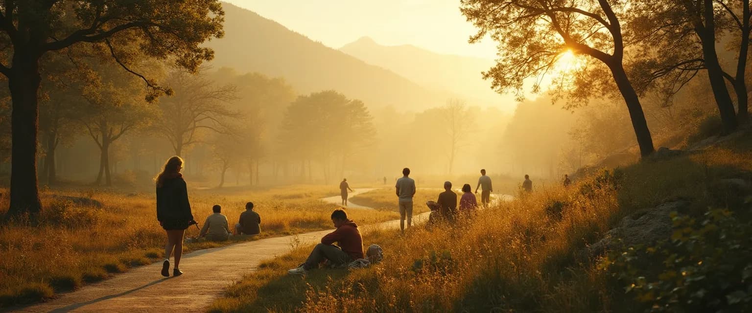 Person engaged in meaningful pursuit of happiness through connection and purpose