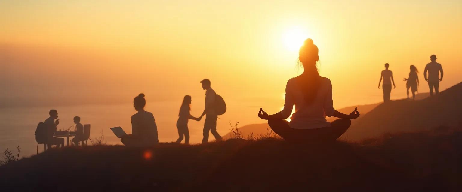 Person practicing conscious awareness of the self during everyday activities