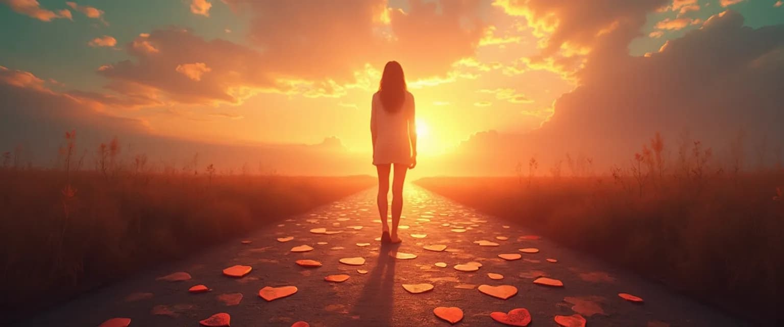 Person rediscovering identity and confidence after first love breakup