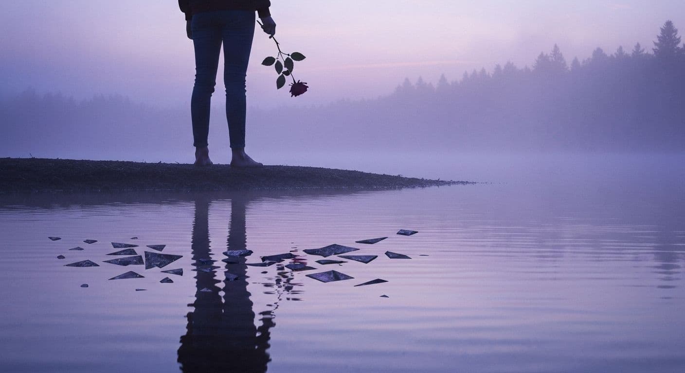 Person experiencing heartbreak grief while looking at phone, illustrating the unique emotional pain of romantic loss