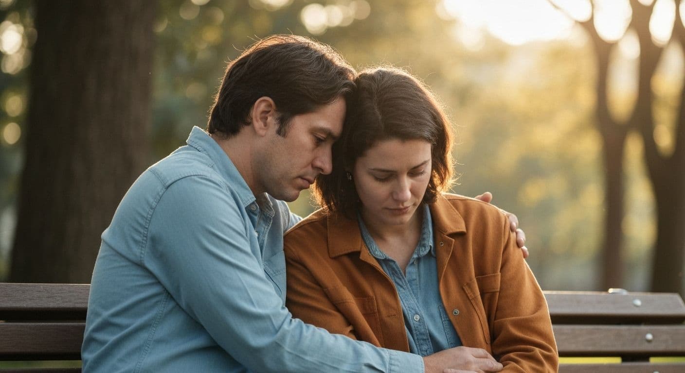 Two people having a supportive conversation about what to say to someone who lost a friend
