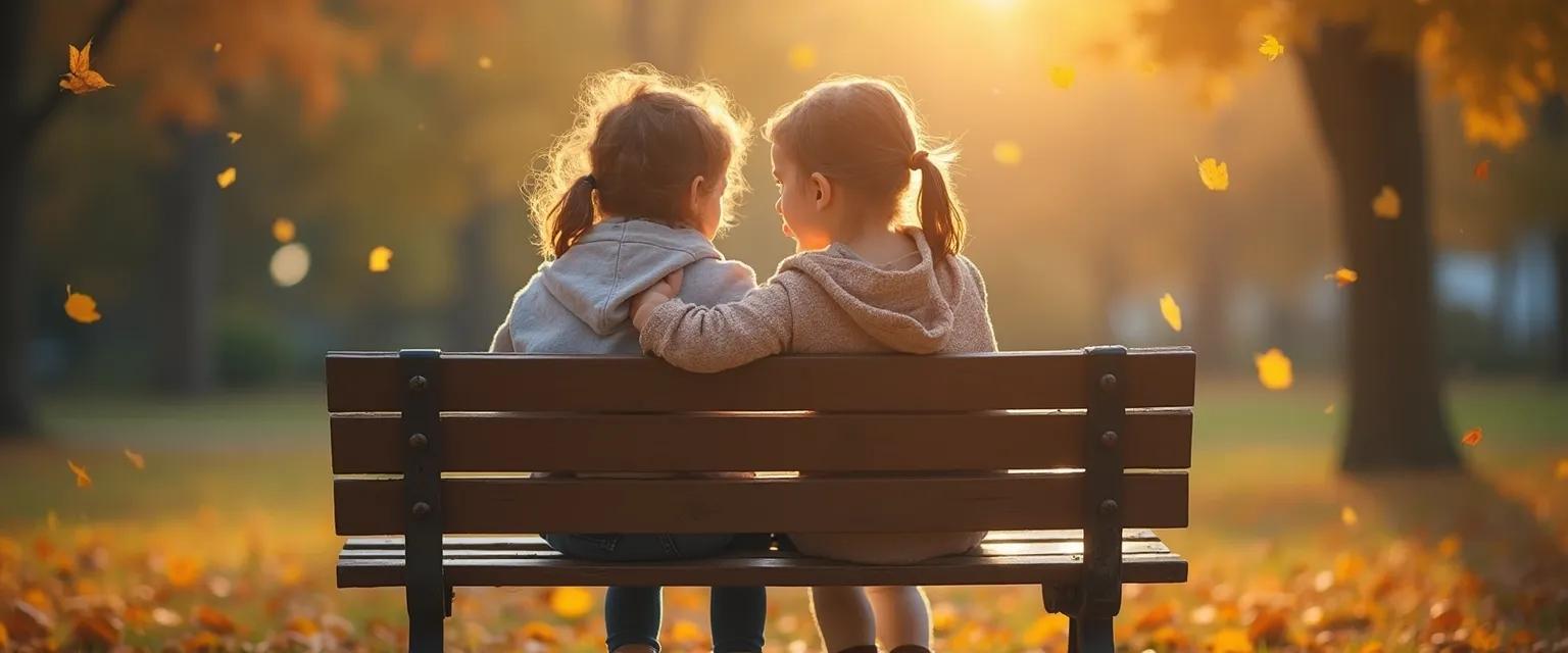 Child comforting friend who lost a grandparent with age-appropriate words and gestures