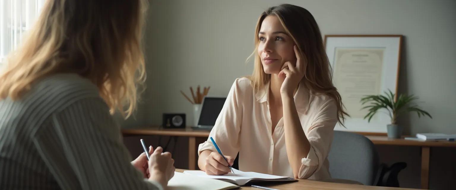 Counsellor practicing self-awareness techniques for improved client outcomes