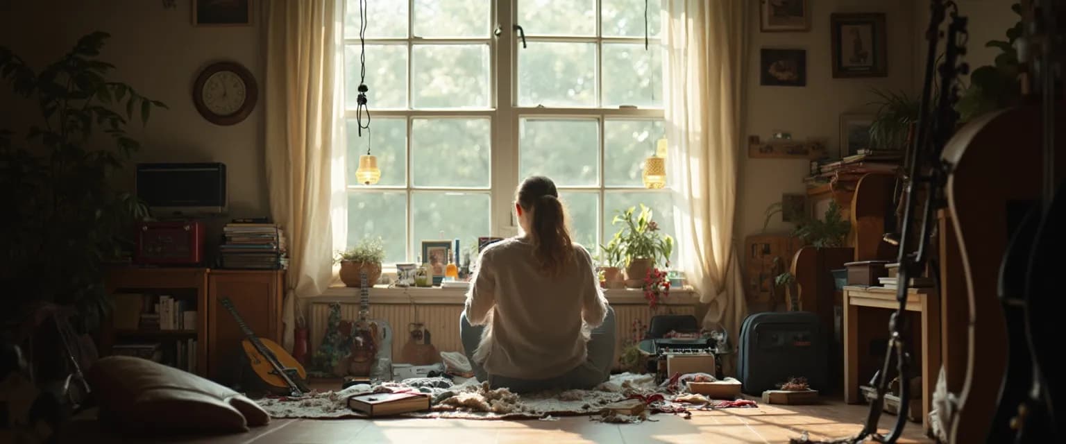 Person enjoying a creative hobby while being alone after a breakup