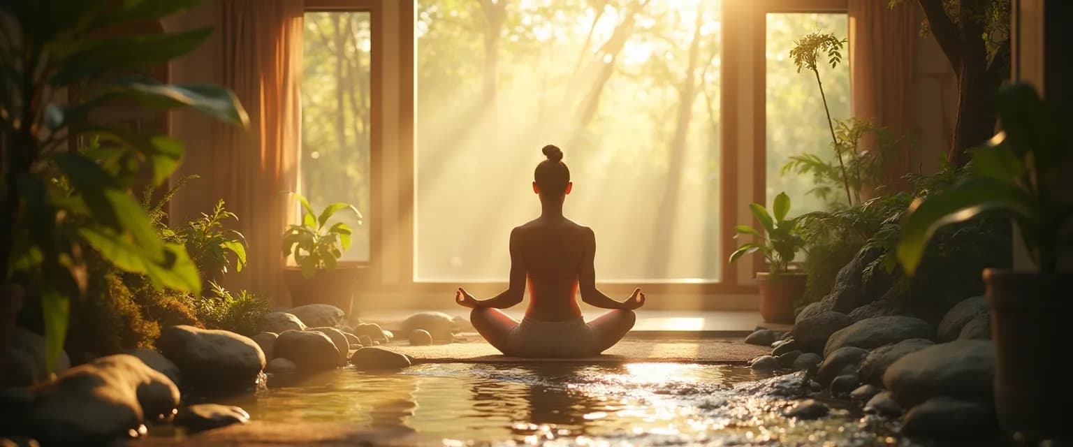 Person practicing mindful healing works for chronic pain relief through meditation