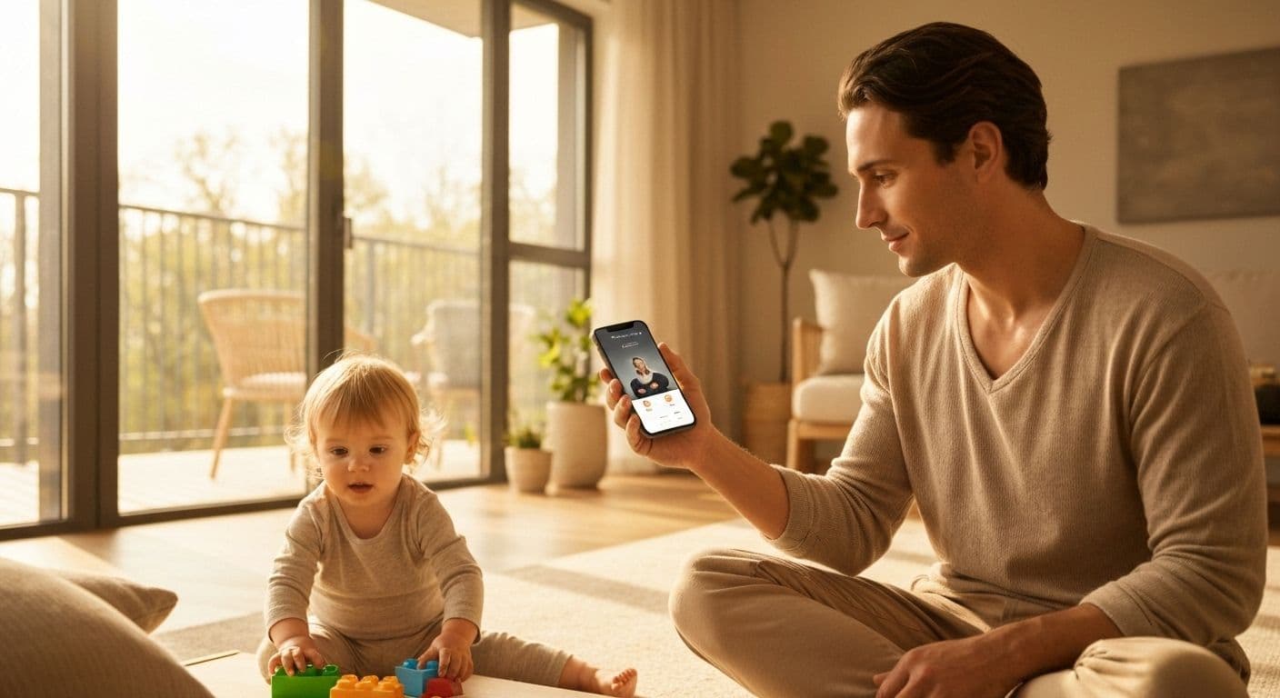 Parent practicing arti mindfulness while preparing breakfast with children in kitchen