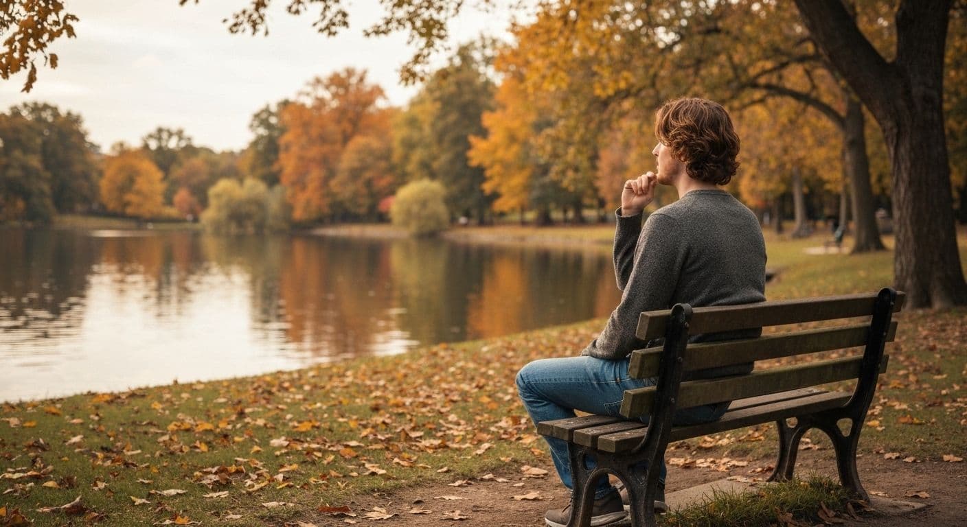 Person reflecting peacefully alone, avoiding getting into a relationship too fast after a breakup