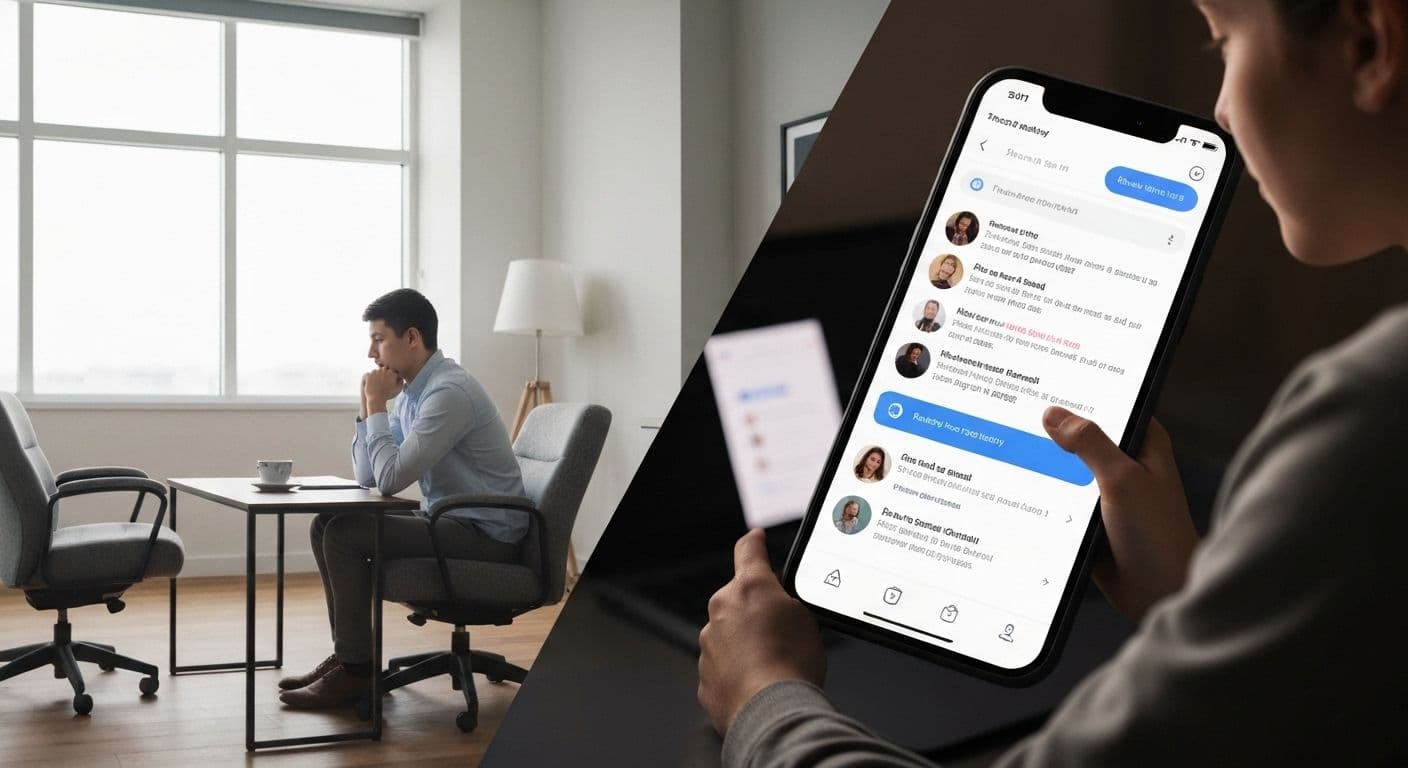 Person using smartphone to read Reddit advice on how to get over a breakup with no contact rule