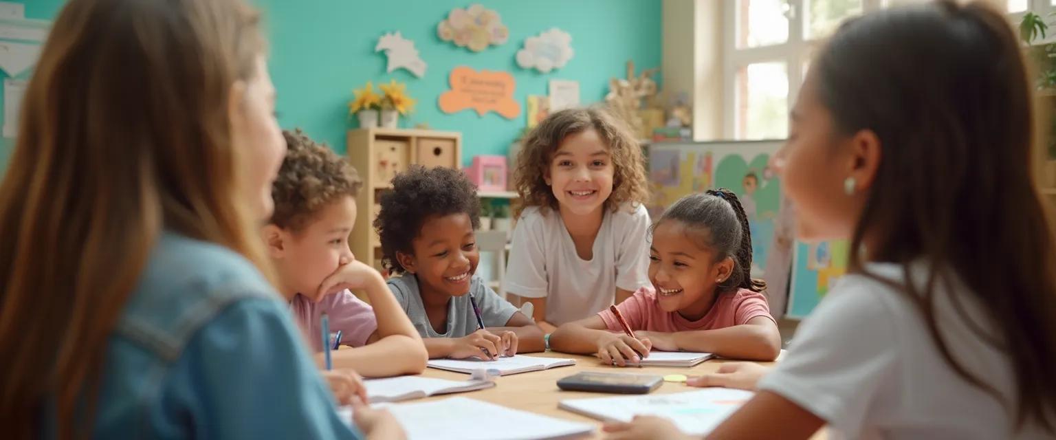 Middle school students engaged in social emotional learning self-awareness activities in classroom