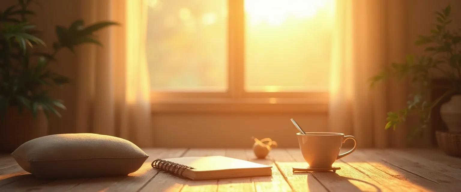 Person practicing morning rituals for a healthy mindset at sunrise