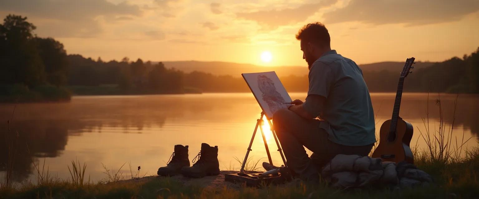 Man engaging in woodworking as a therapeutic hobby while dealing with a breakup