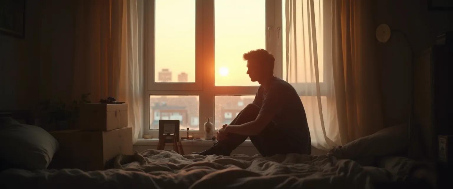 Person experiencing impulsive breakup regret looking thoughtfully out window