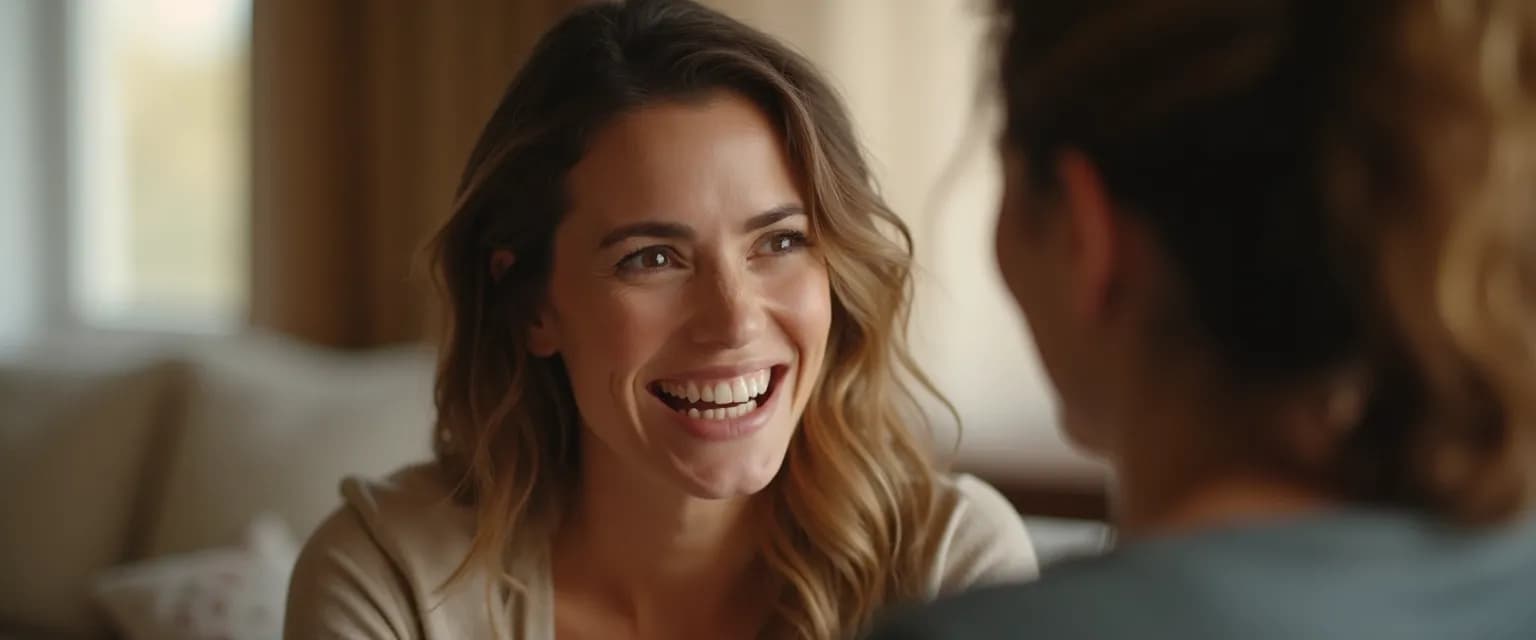 Person genuinely saying I'm happy for you while managing jealous feelings