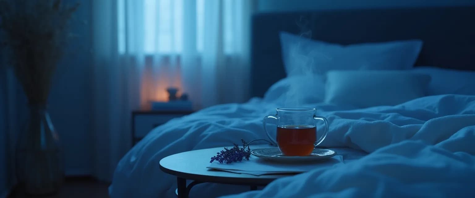 Person practicing nighttime rituals to calm restless mind for better sleep