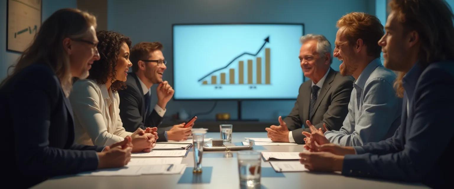 Business professionals experiencing emotional intelligence benefits in the workplace through team collaboration