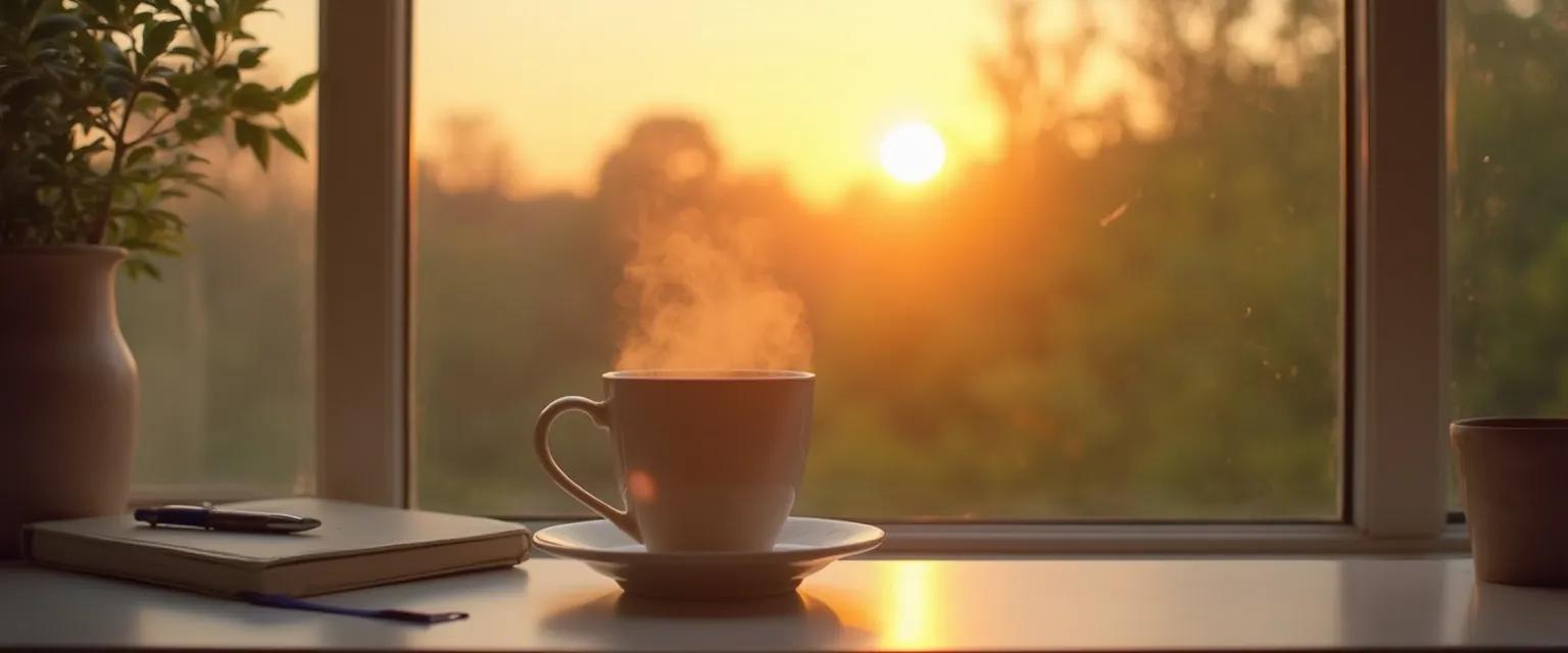 Woman practicing mindful morning routine while coping after a breakup
