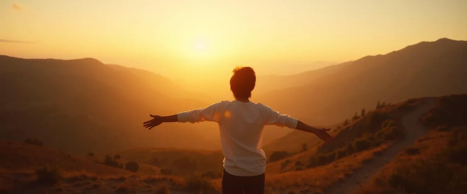 Person reflecting peacefully as they embrace 'the purpose of our lives is to be happy' philosophy