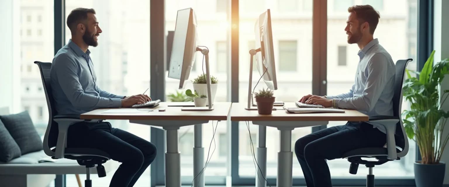 Health wellbeing at work comparison between ergonomic office setup and standing desk