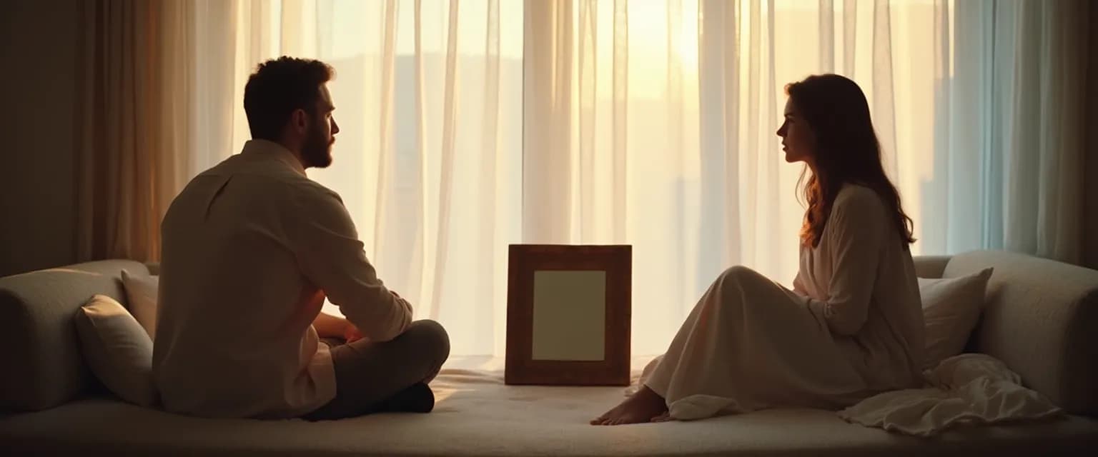 Couple practicing self-awareness in their romantic relationship through mindful conversation