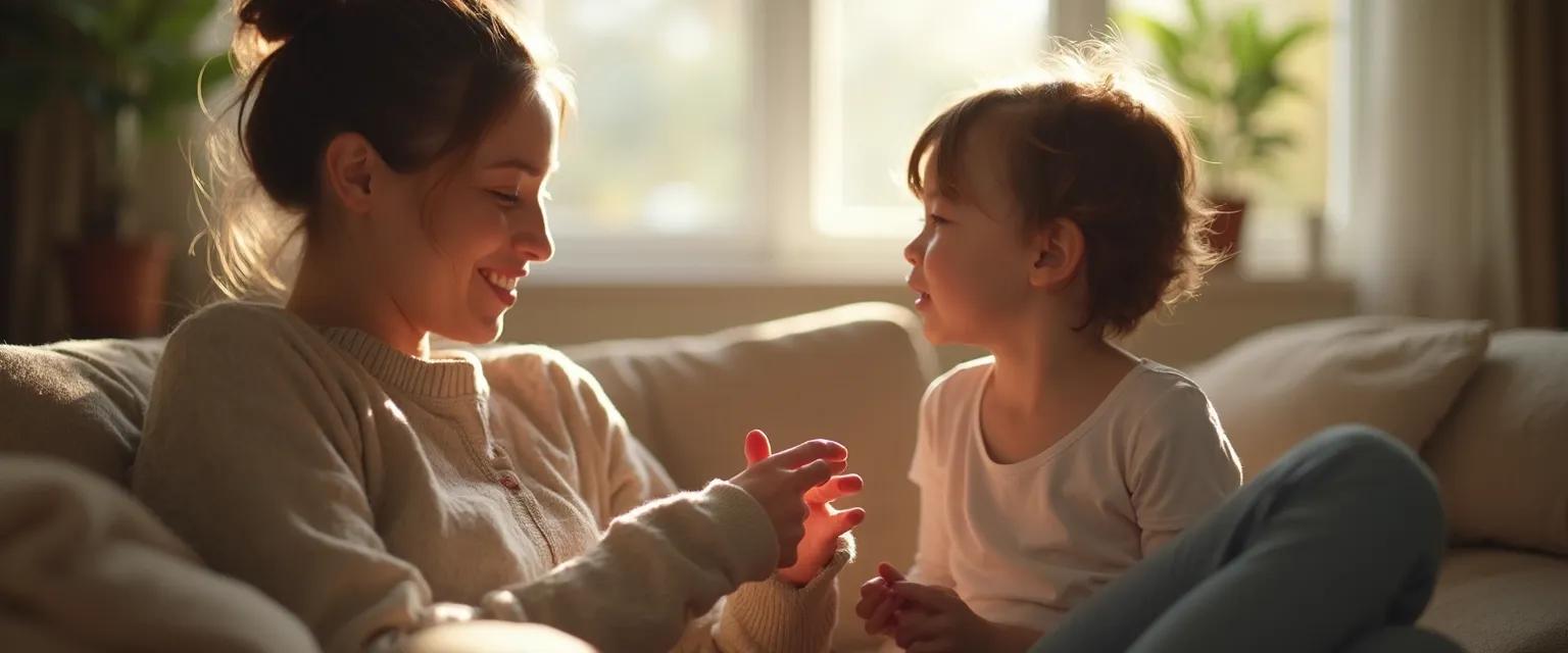 Parent and child developing emotional quotient skills through meaningful conversation