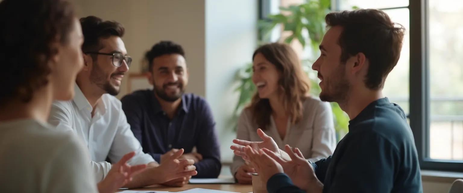 Person demonstrating positive body language using emotional intelligence in communication skills