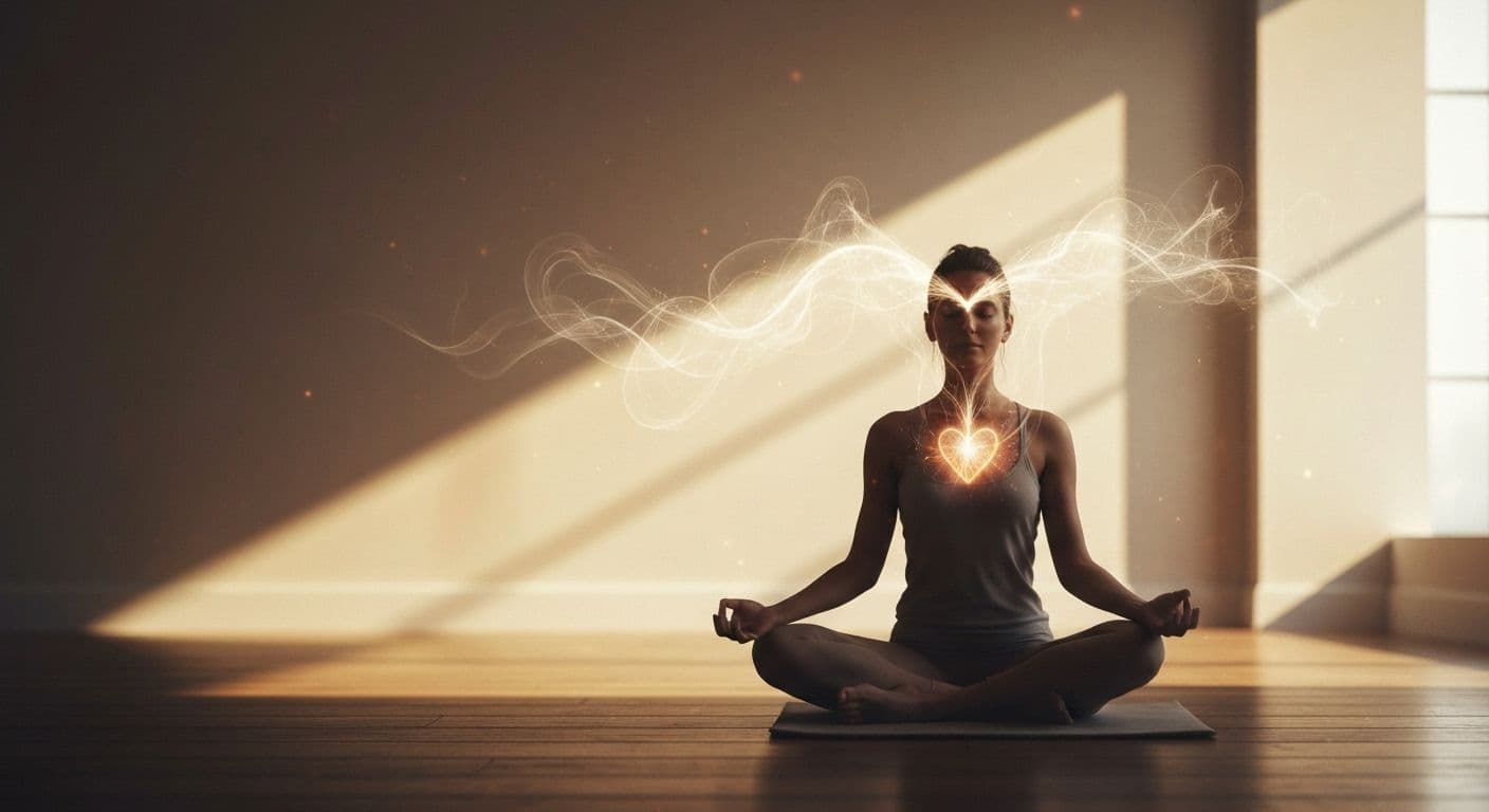 Person peacefully connecting soul mind through mindful awareness and inner reflection