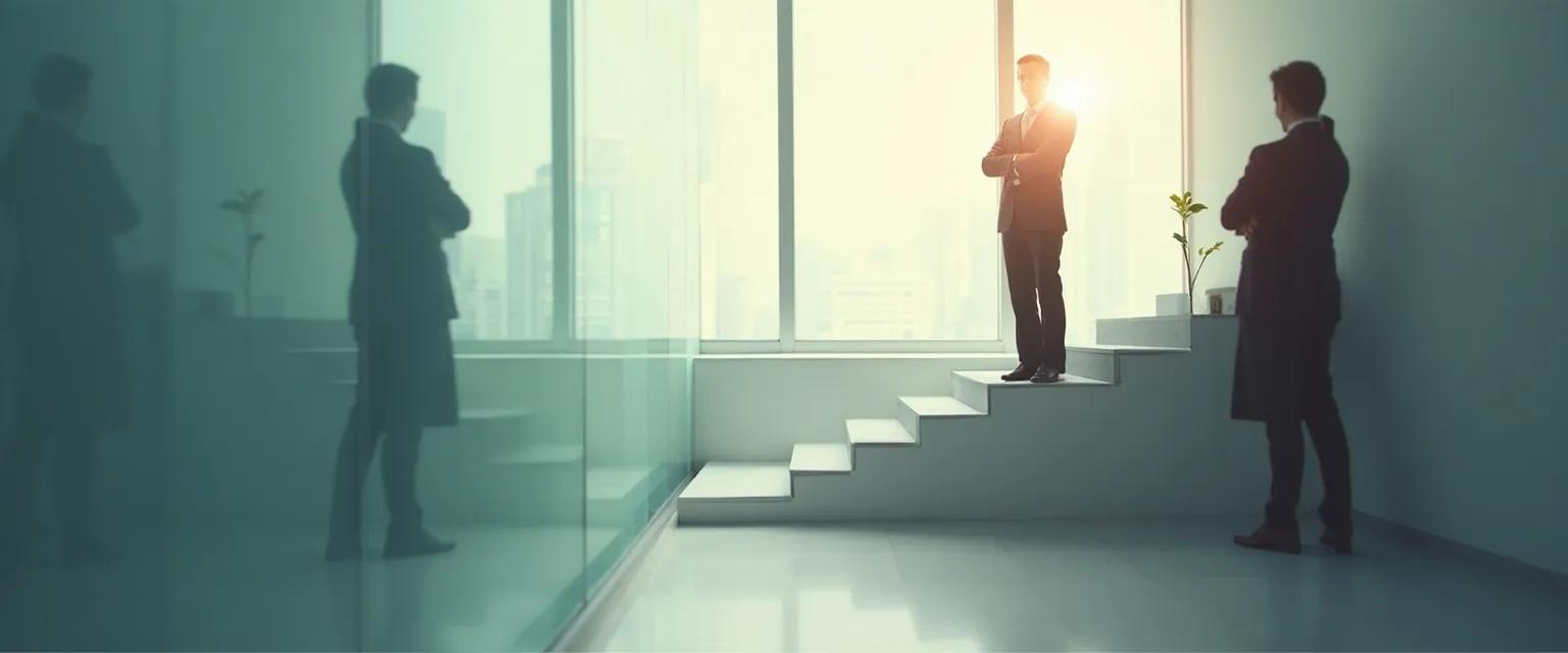 Professional using self-awareness exercises for leadership development in an office setting